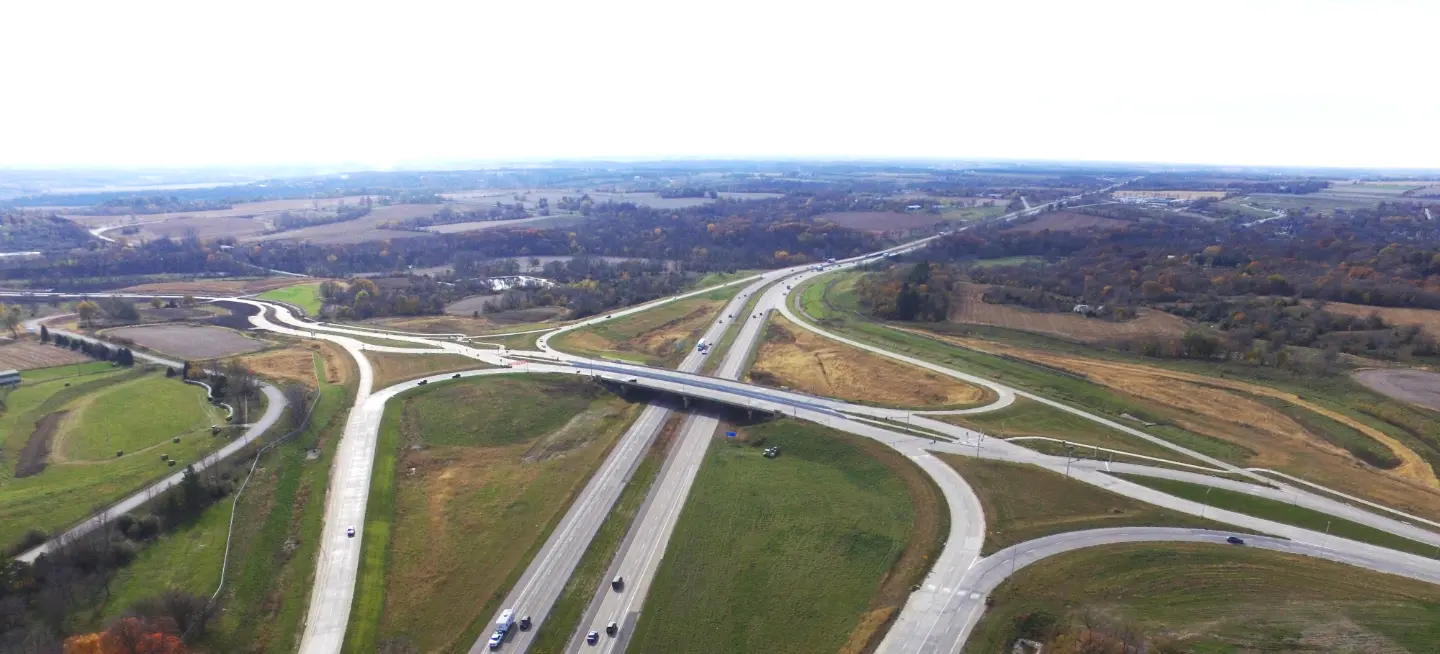 Aerial view of an overpass